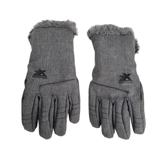Zero Exposure Warm Faux Fur Trim Gloves Touchscreen Compatible Gray S/M 174 - Picture 1 of 7